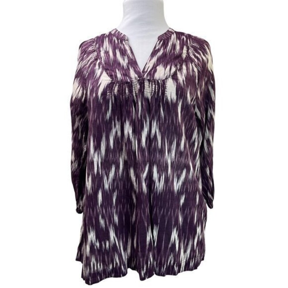 Lucky Brand Purple White Cotton Top M ⭐️